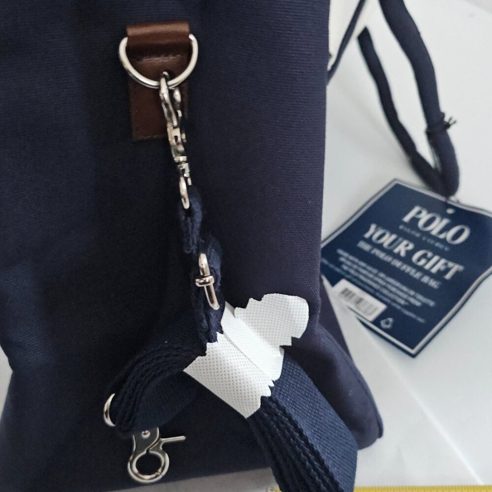 Polo Ralph Lauren Navy Canvas & Leather Trim Large Tote Travel Carryall bag - Picture 11 of 17